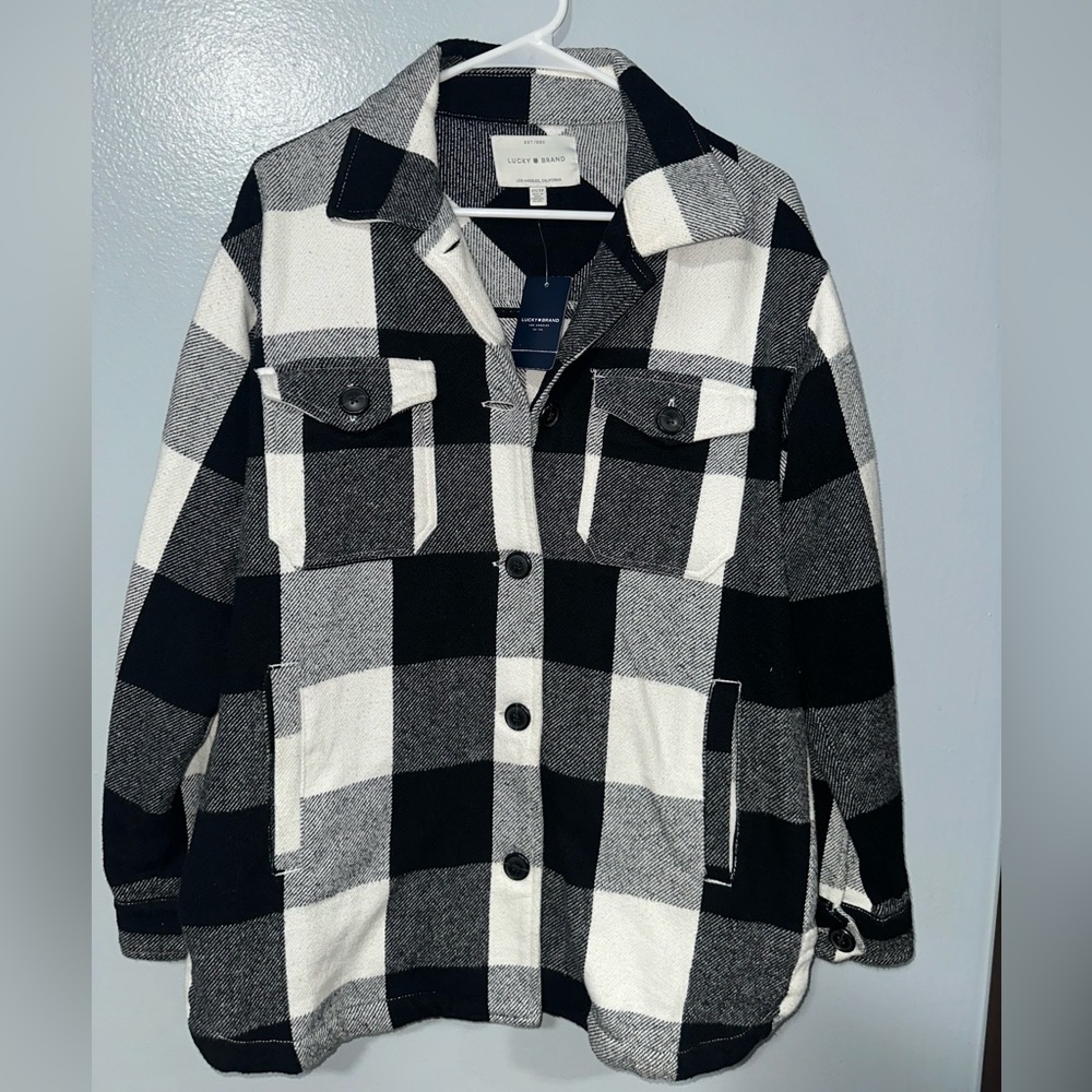 Lucky Brand Black and White Plaid Jacket